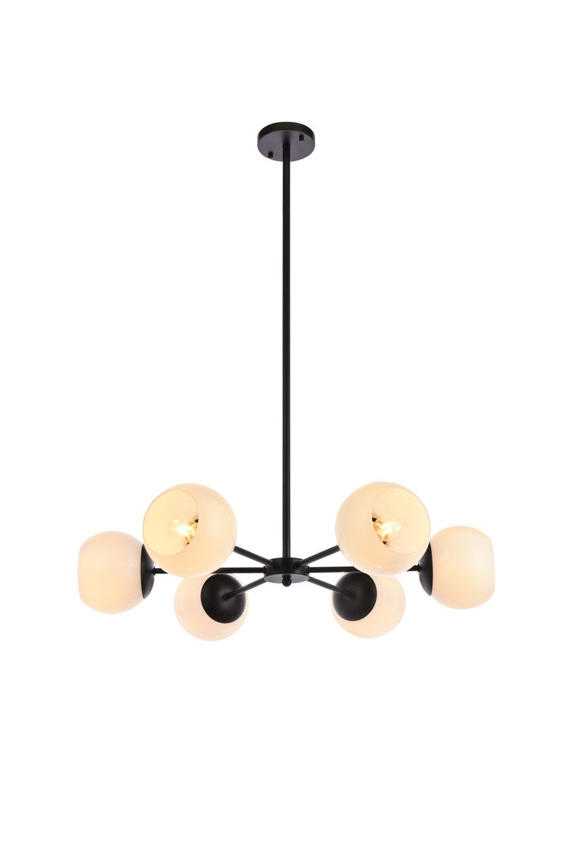 30 Inch Pendant In Black With White Shade by Living District
