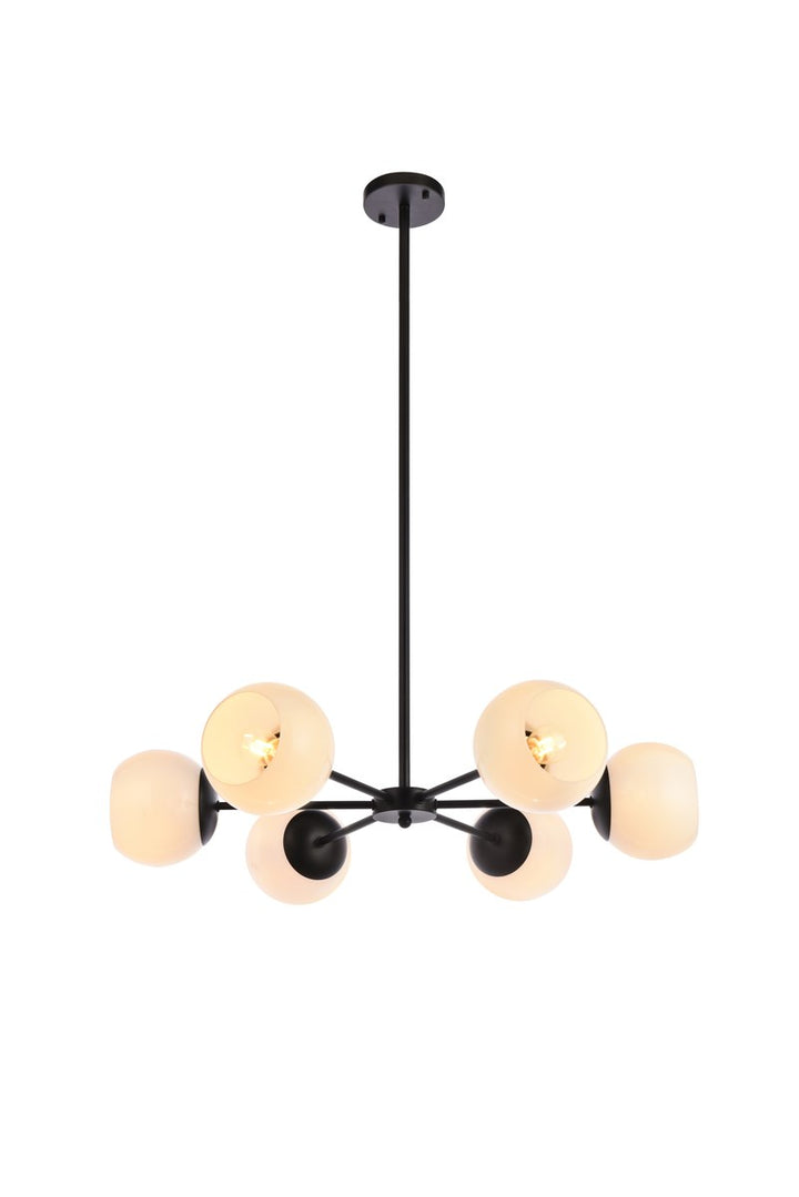 30 Inch Pendant In Black With White Shade by Living District
