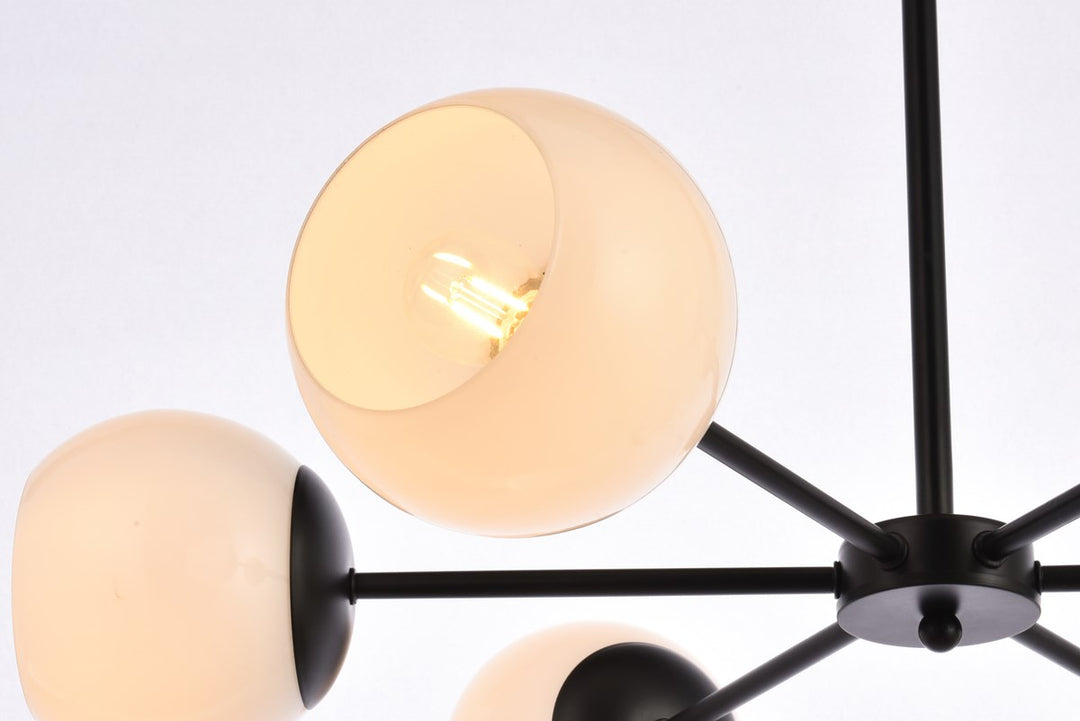 30 Inch Pendant In Black With White Shade