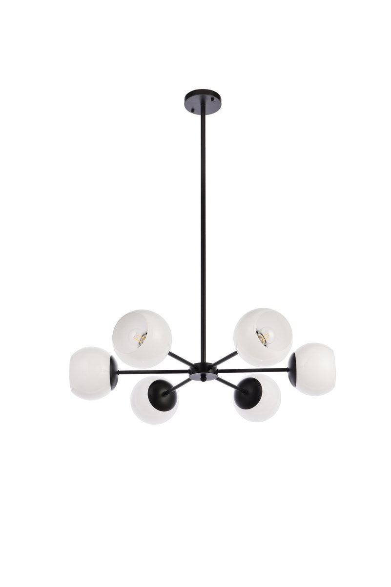 30 Inch Pendant In Black With White Shade