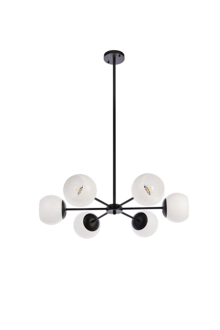 30 Inch Pendant In Black With White Shade