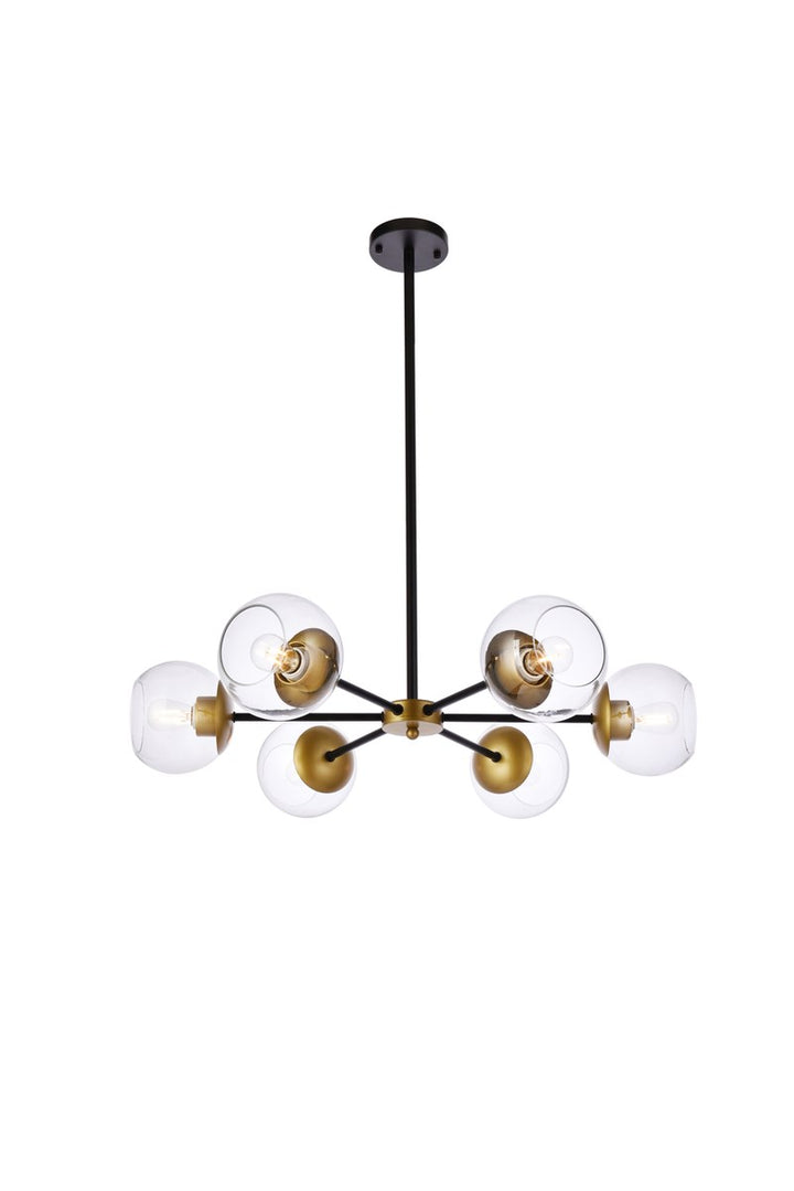 30 Inch Pendant In Black And Brass With Clear Shade by Living District