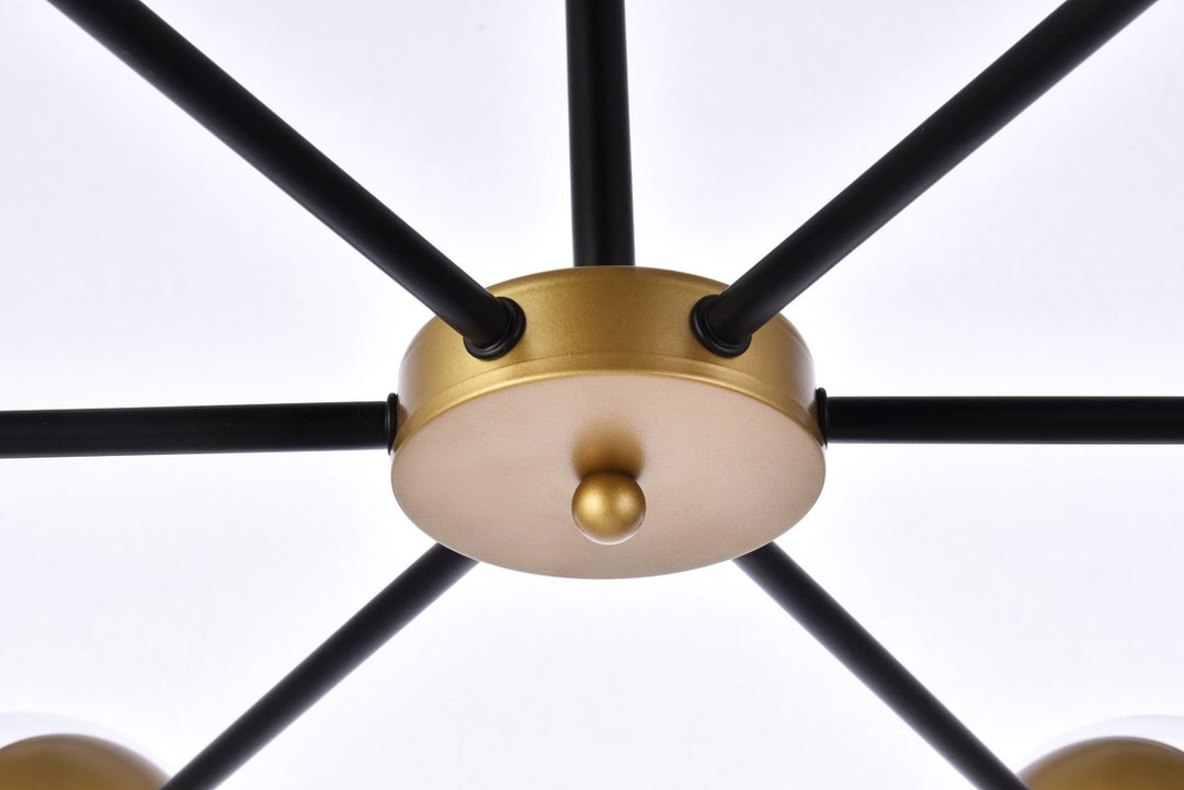 30 Inch Pendant In Black And Brass With Clear Shade