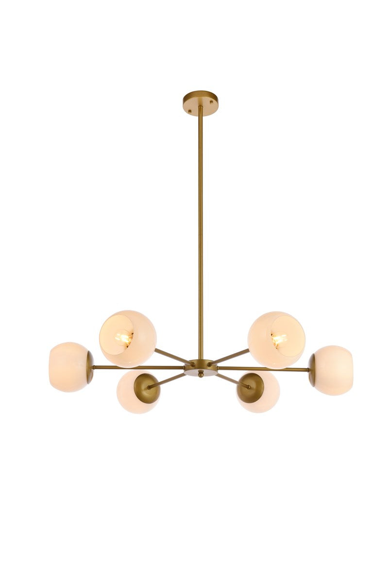 36 Inch Pendant In Brass With White Shade by Living District