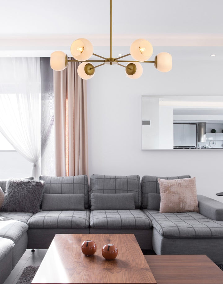 36 Inch Pendant In Brass With White Shade