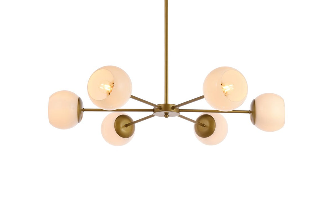 36 Inch Pendant In Brass With White Shade