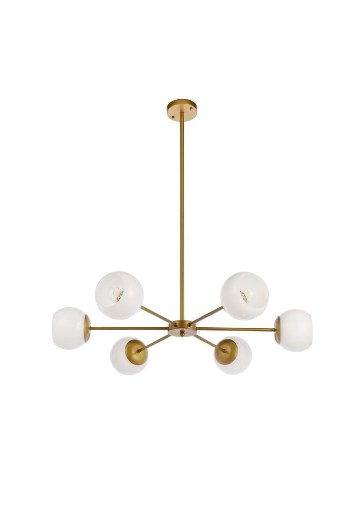 36 Inch Pendant In Brass With White Shade