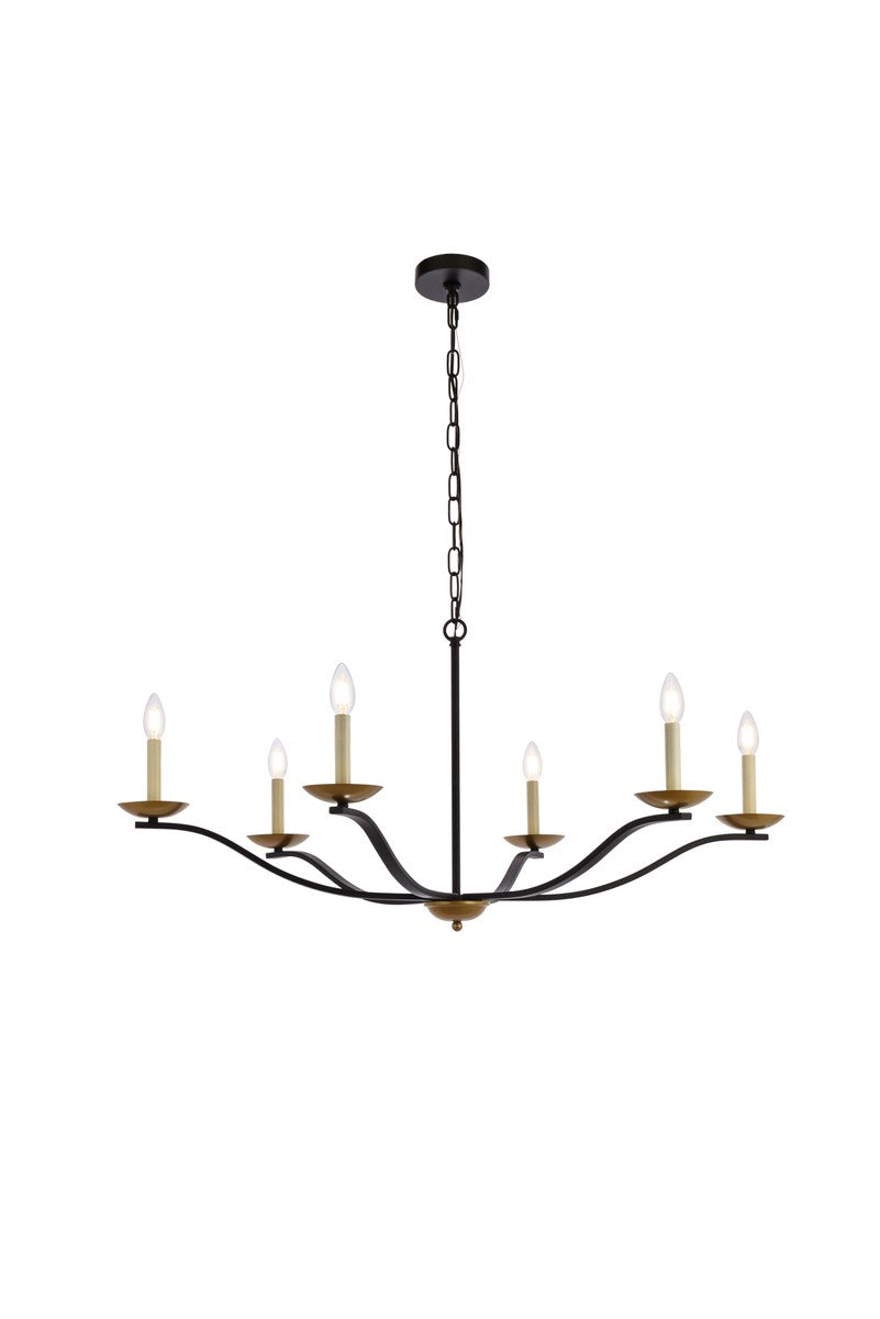 42 Inch Pendant In Black And Brass by Living District
