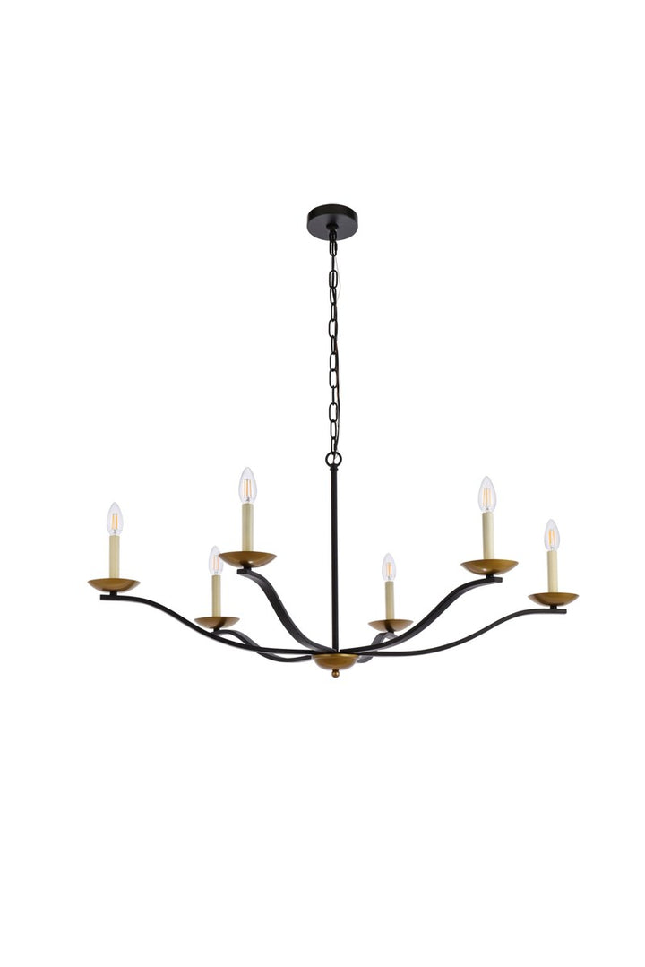 42 Inch Pendant In Black And Brass