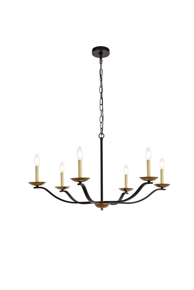 36 Inch Pendant In Black And Brass by Living District