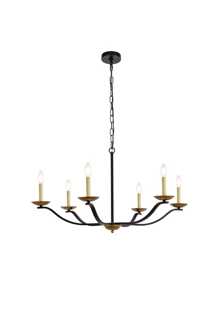 36 Inch Pendant In Black And Brass by Living District