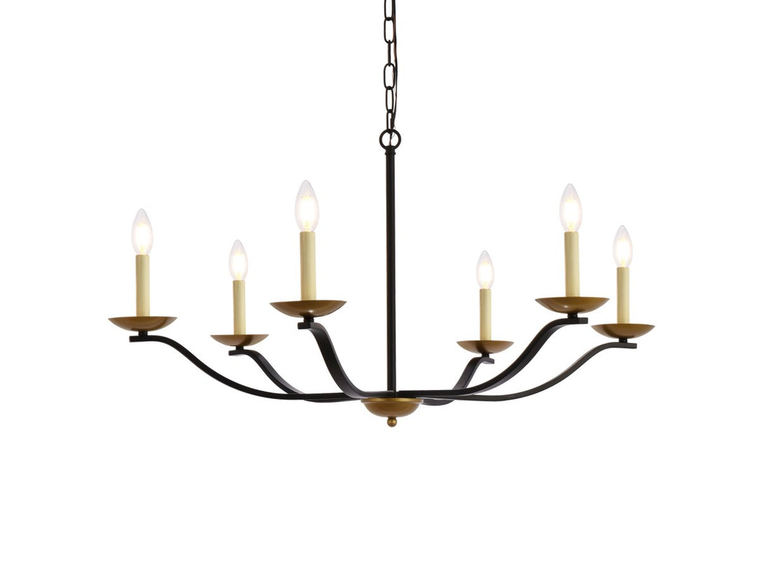 36 Inch Pendant In Black And Brass