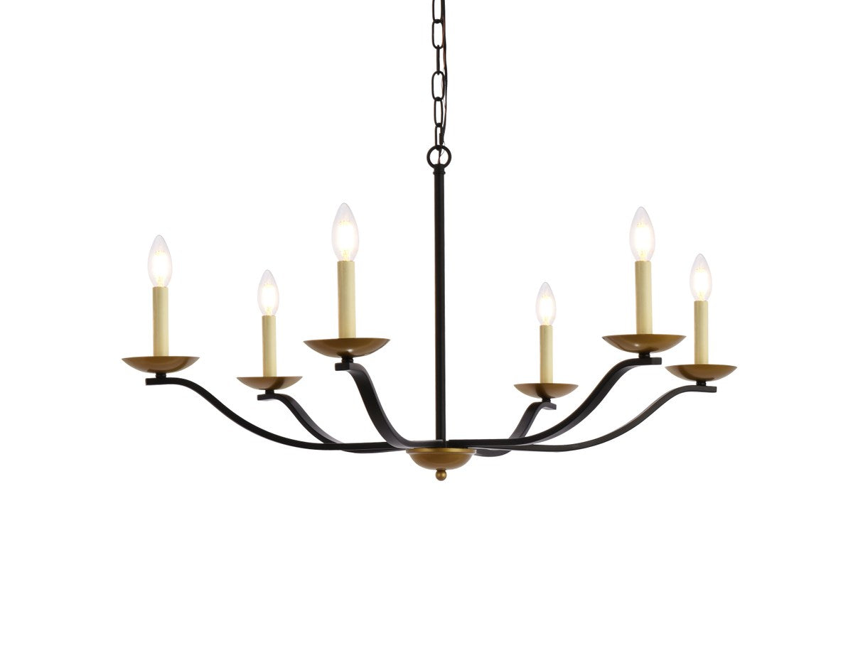 36 Inch Pendant In Black And Brass