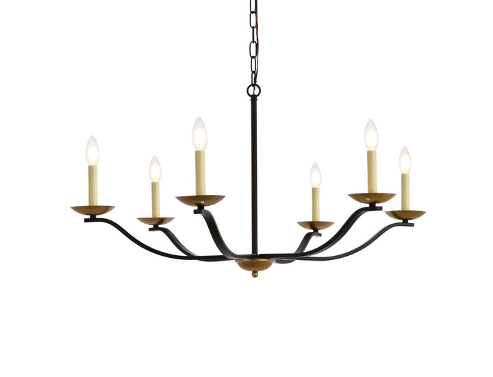 36 Inch Pendant In Black And Brass