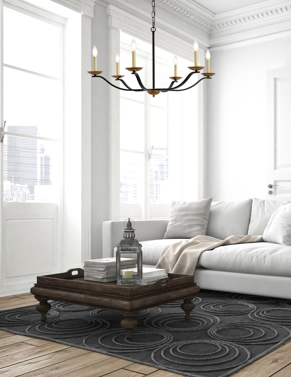36 Inch Pendant In Black And Brass