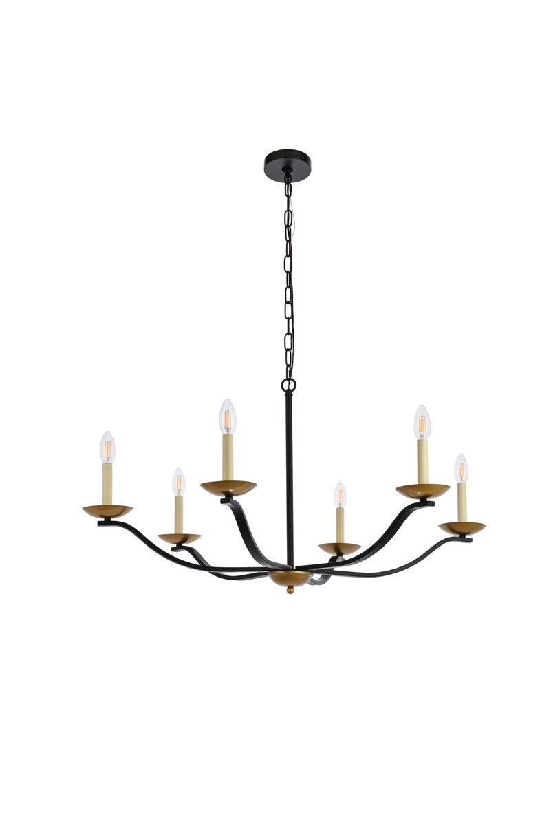 36 Inch Pendant In Black And Brass