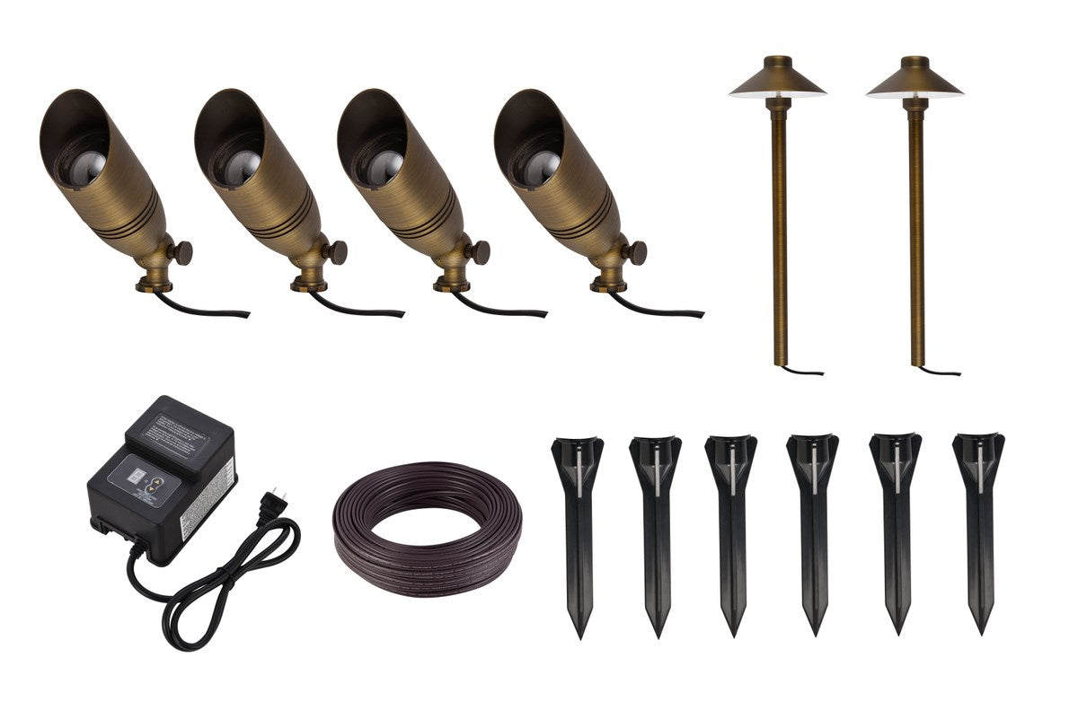 Aera Cast Brass Landscape Lighting Full Starter Pack Of 6 Kit 1 by Elitco Lighting