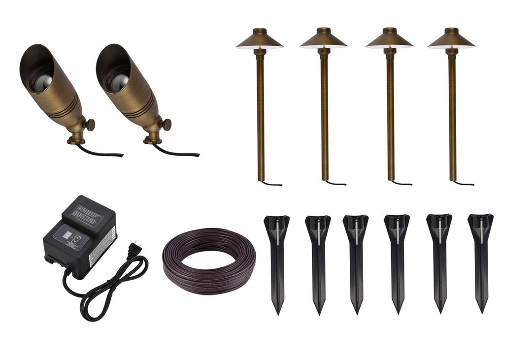Aera Cast Brass Landscape Lighting Full Starter Pack Of 6 Kit 2 by Elitco Lighting