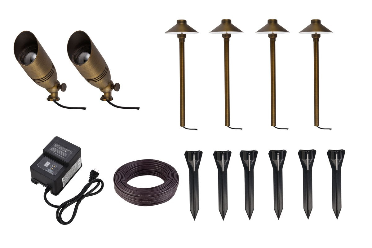 Aera Cast Brass Landscape Lighting Full Starter Pack Of 6 Kit 2 by Elitco Lighting