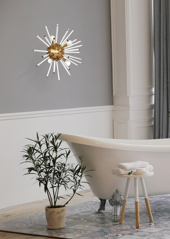 18 Inch Crystal Rod Wall Sconce In Gold