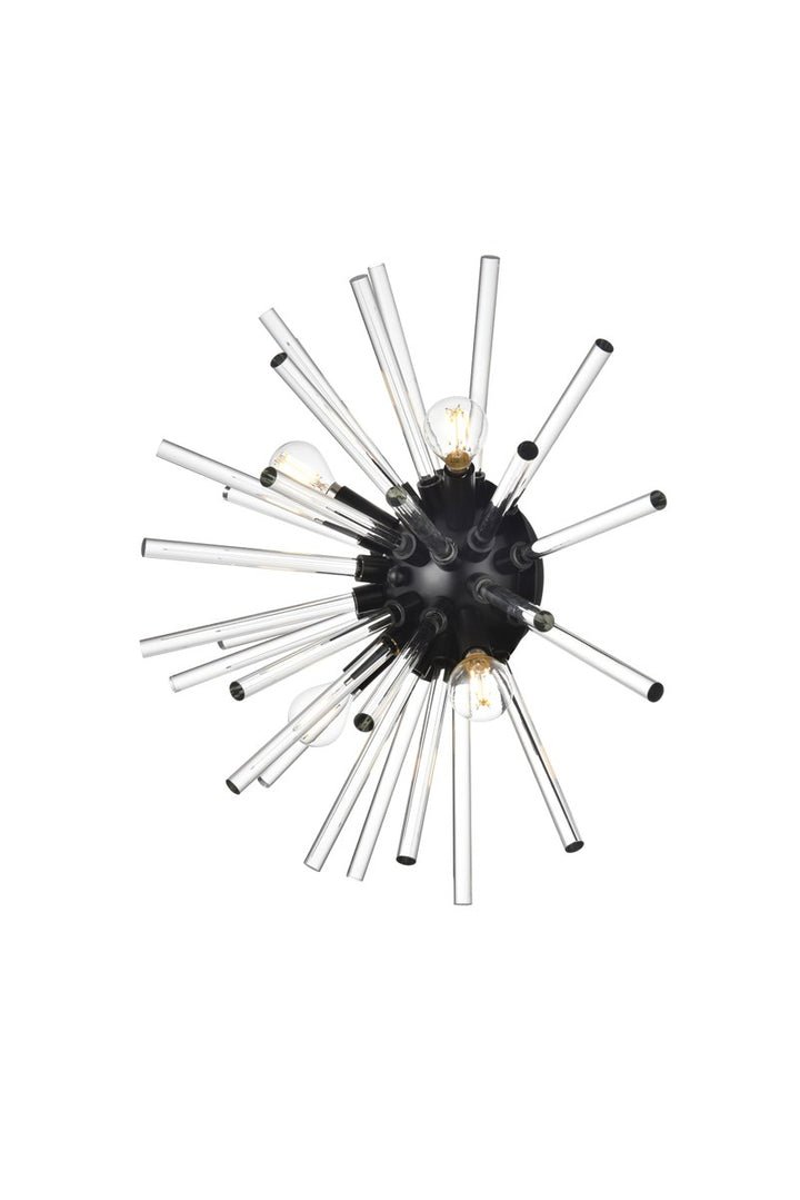 18 Inch Crystal Rod Wall Sconce In Black