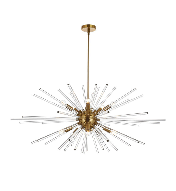 46 Inch Crystal Rod Pendant In Gold by Elegant Lighting