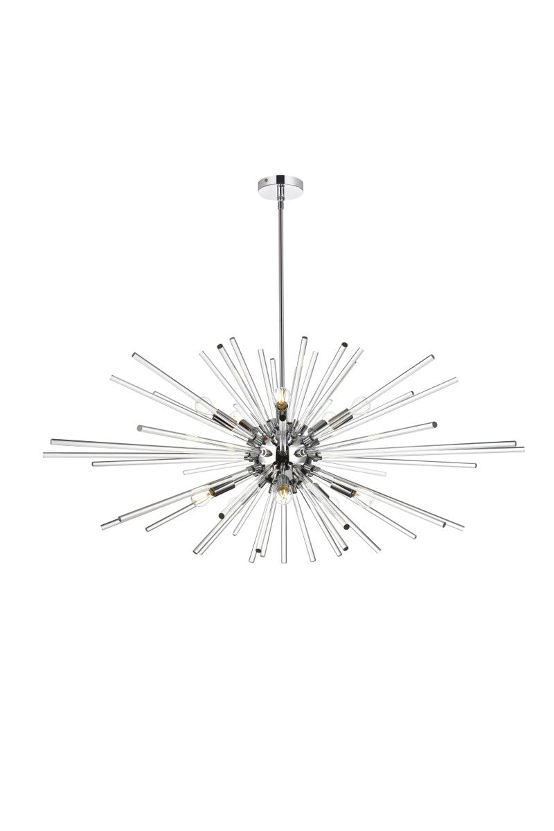 46 Inch Crystal Rod Pendant In Chrome by Elegant Lighting