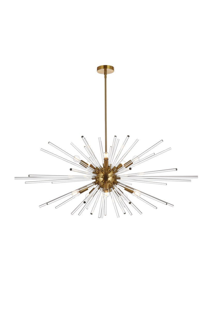 42 Inch Crystal Rod Pendant In Gold by Elegant Lighting