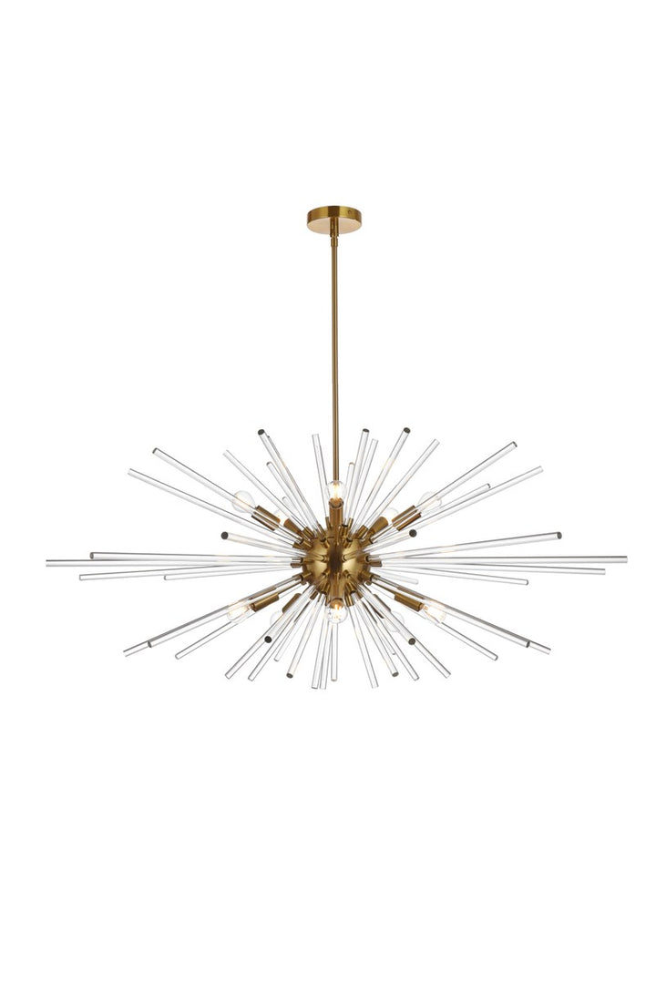 42 Inch Crystal Rod Pendant In Gold by Elegant Lighting