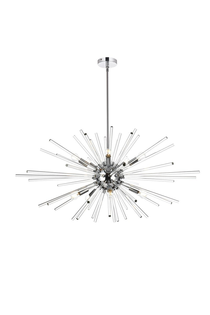 42 Inch Crystal Rod Pendant In Chrome by Elegant Lighting