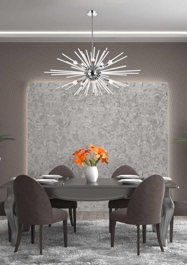 42 Inch Crystal Rod Pendant In Chrome