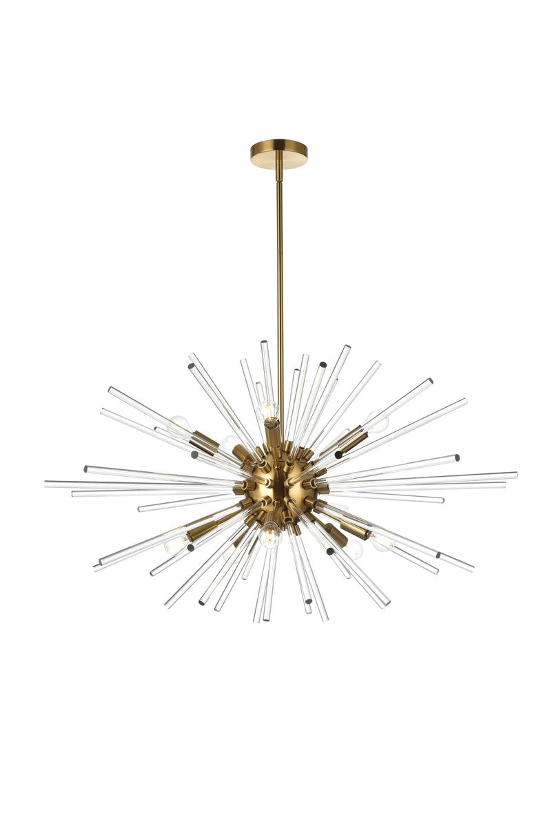 36 Inch Crystal Rod Pendant In Gold by Elegant Lighting