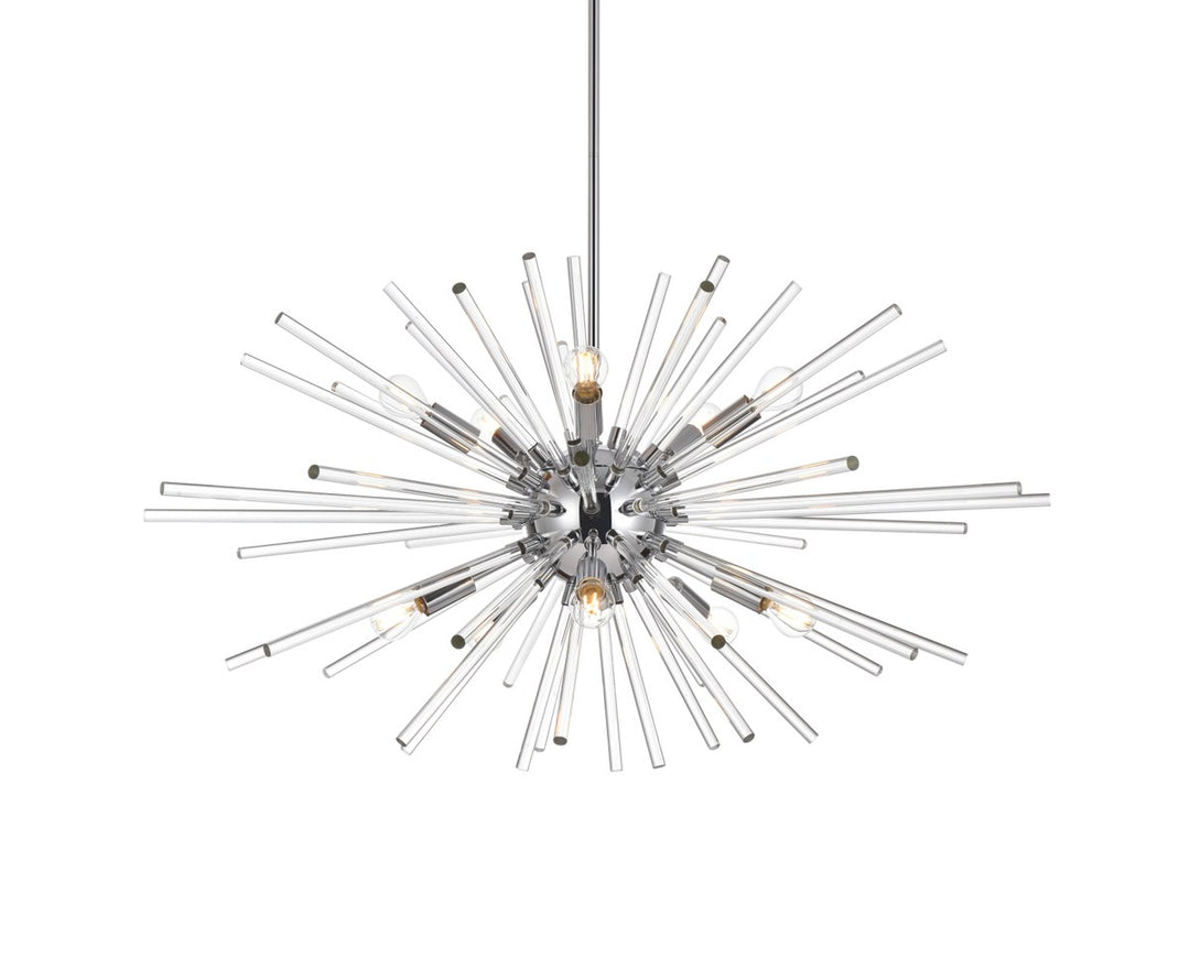 36 Inch Crystal Rod Pendant In Chrome