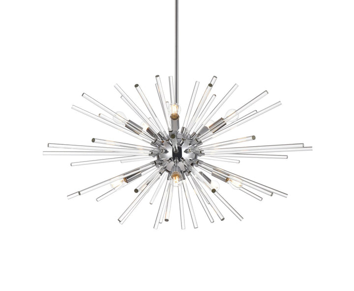 36 Inch Crystal Rod Pendant In Chrome