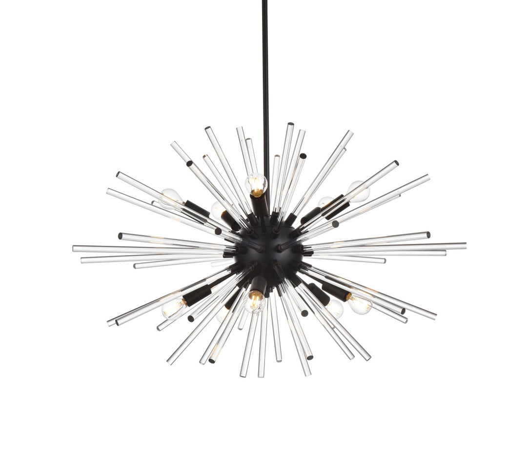 36 Inch Crystal Rod Pendant In Black