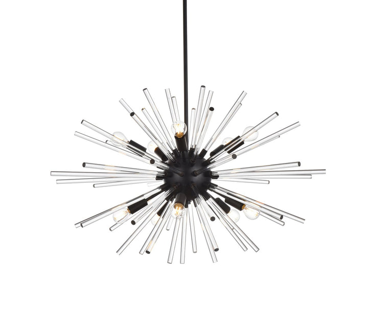 36 Inch Crystal Rod Pendant In Black