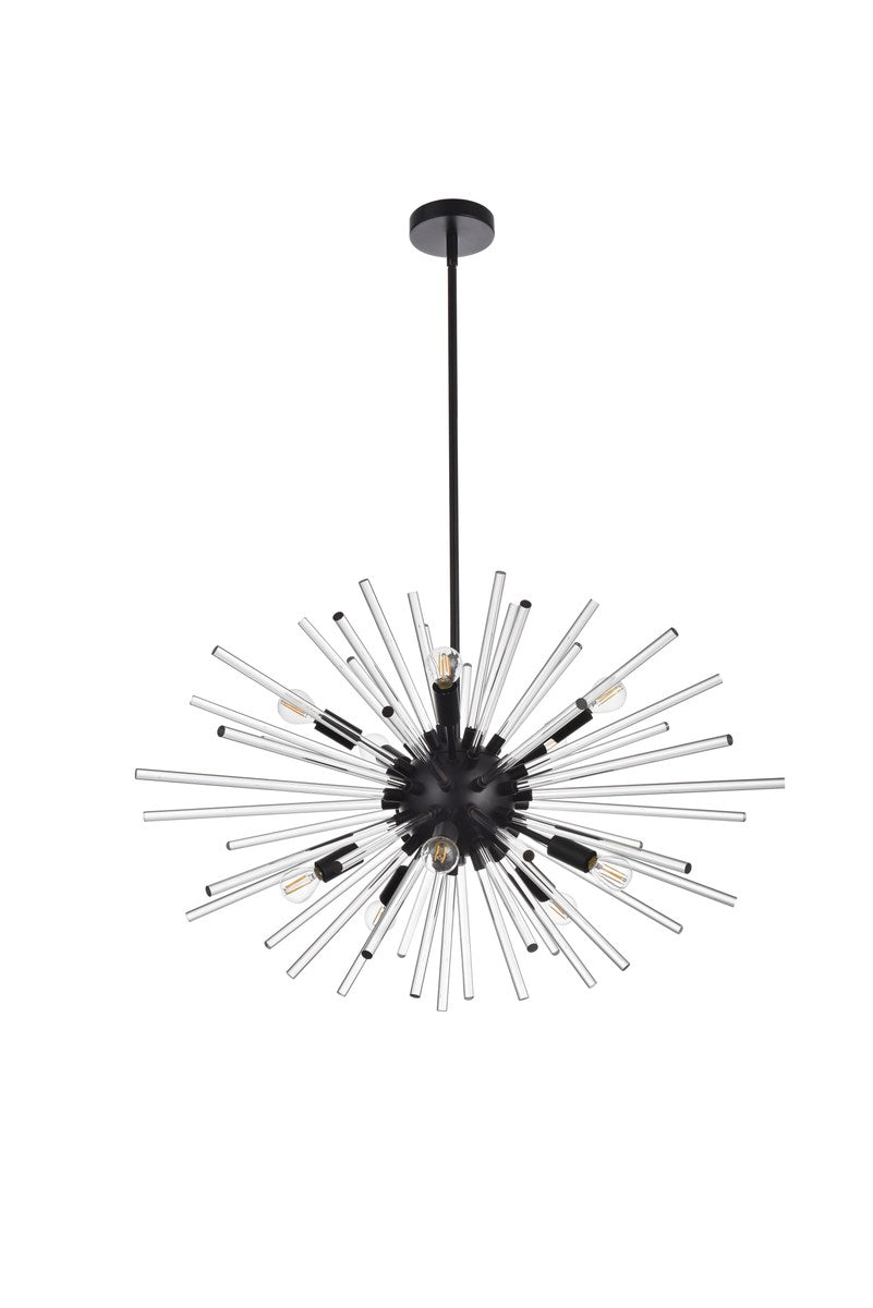 36 Inch Crystal Rod Pendant In Black