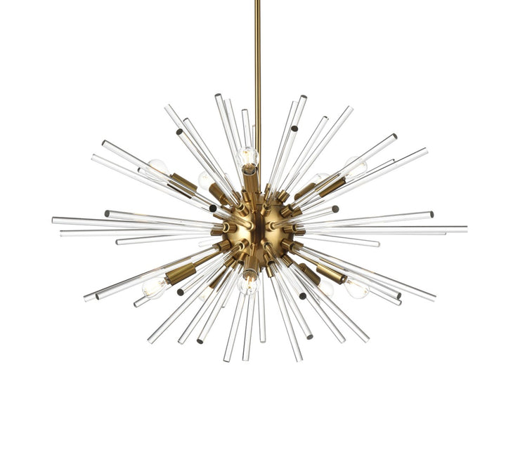 32 Inch Crystal Rod Pendant In Gold