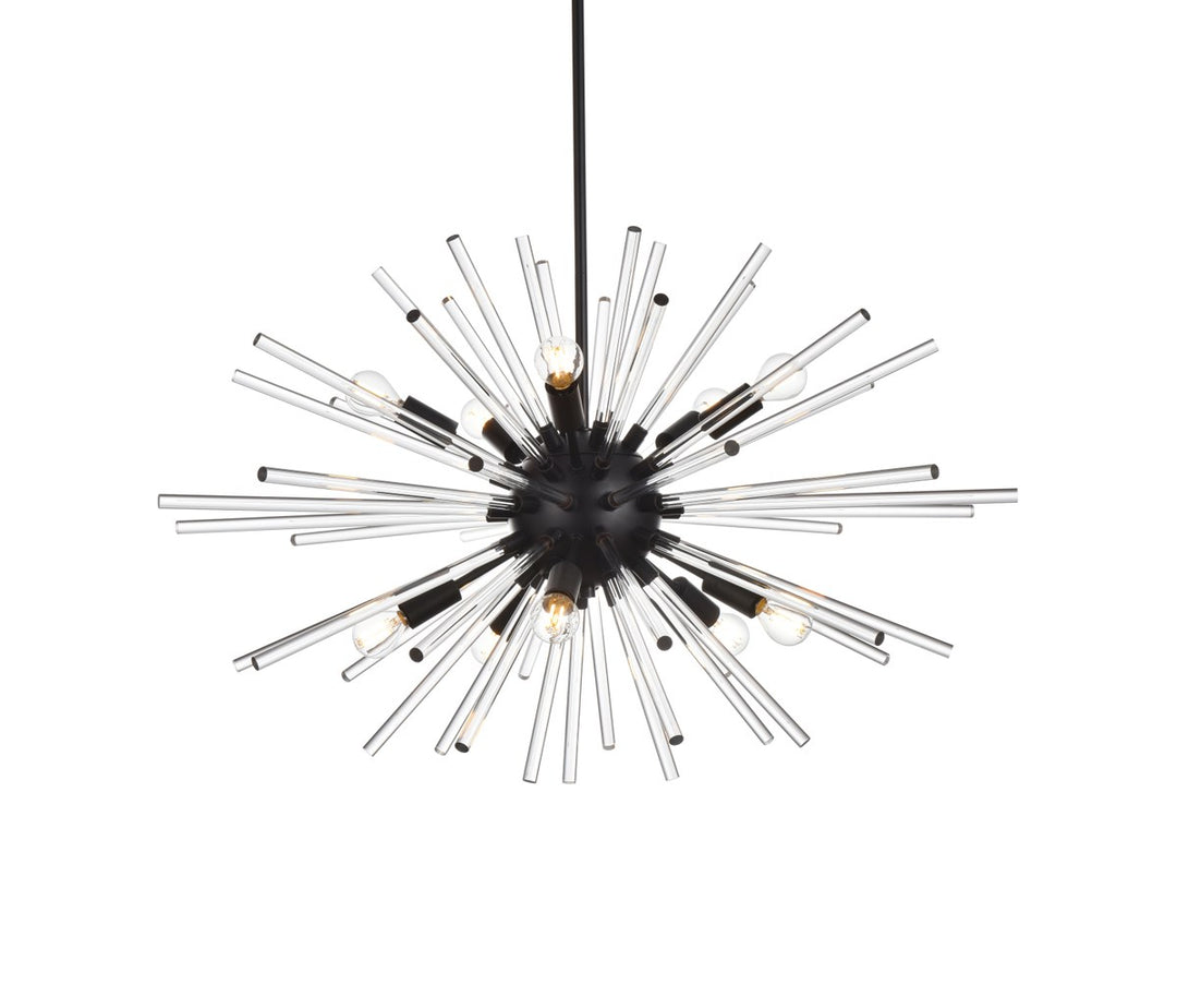 32 Inch Crystal Rod Pendant In Black