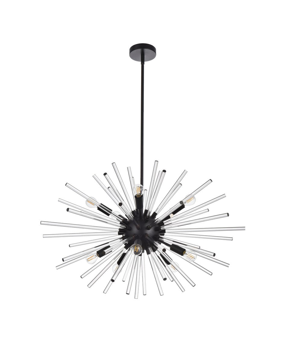 32 Inch Crystal Rod Pendant In Black