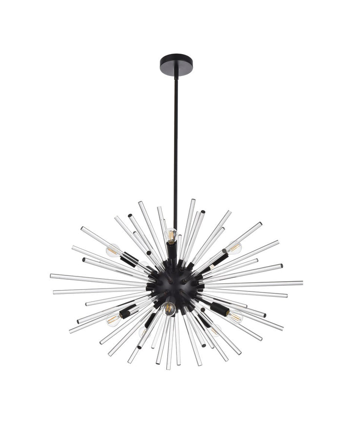32 Inch Crystal Rod Pendant In Black
