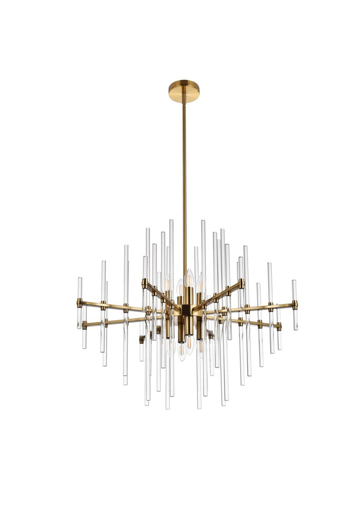 31 Inch Crystal Rod Pendant In Gold