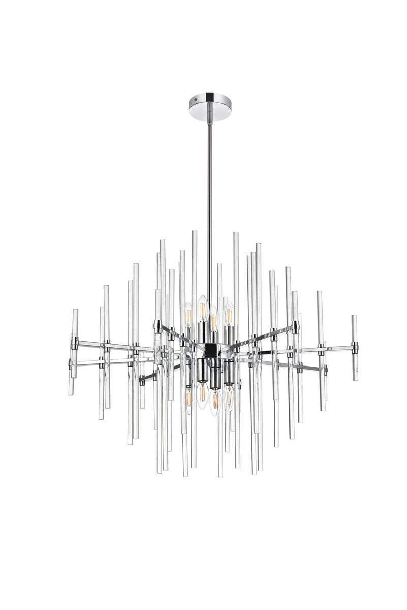 31 Inch Crystal Rod Pendant In Chrome