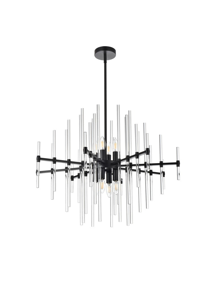 31 Inch Crystal Rod Pendant In Black