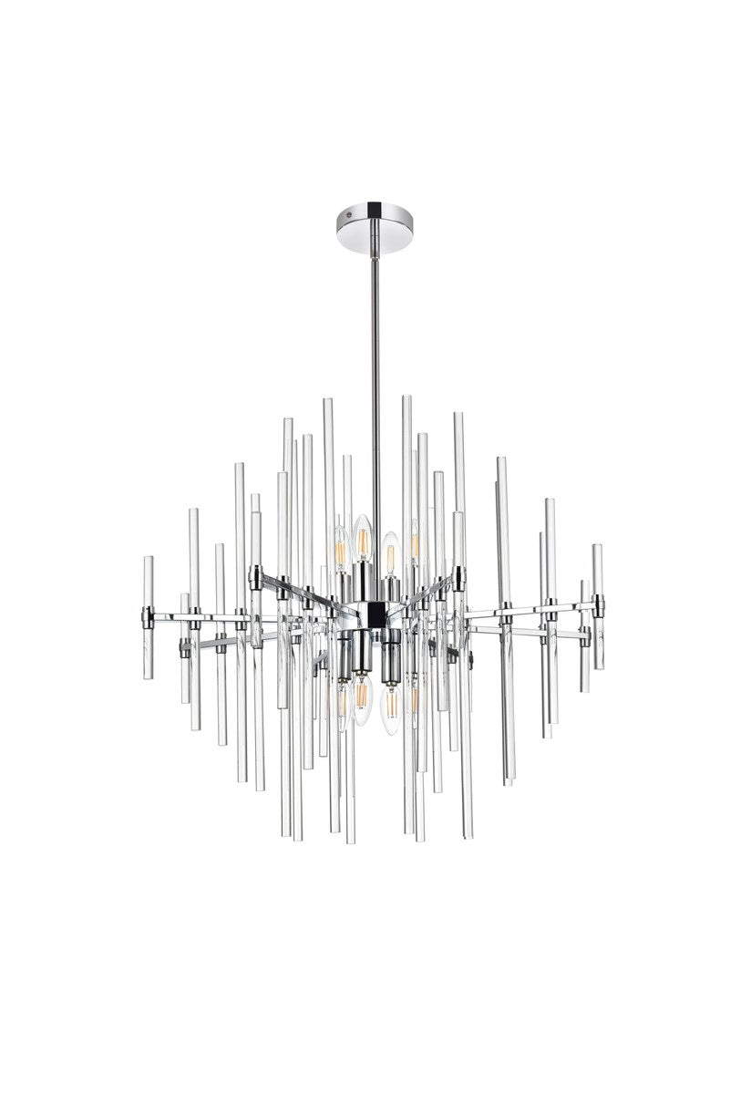 27 Inch Crystal Rod Pendant In Chrome