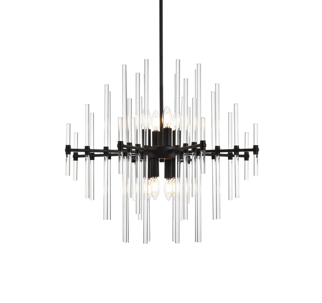 27 Inch Crystal Rod Pendant In Black