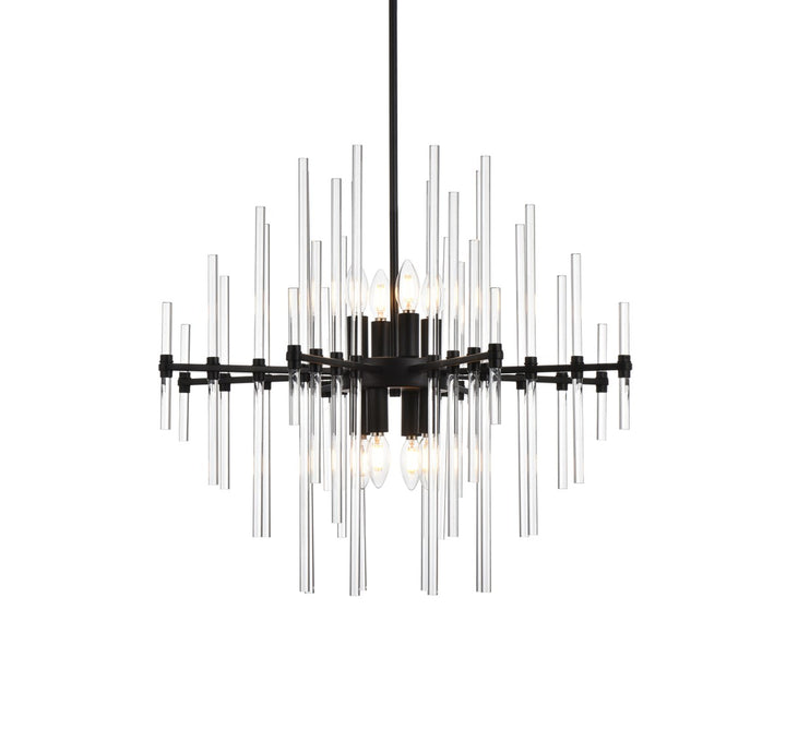 27 Inch Crystal Rod Pendant In Black
