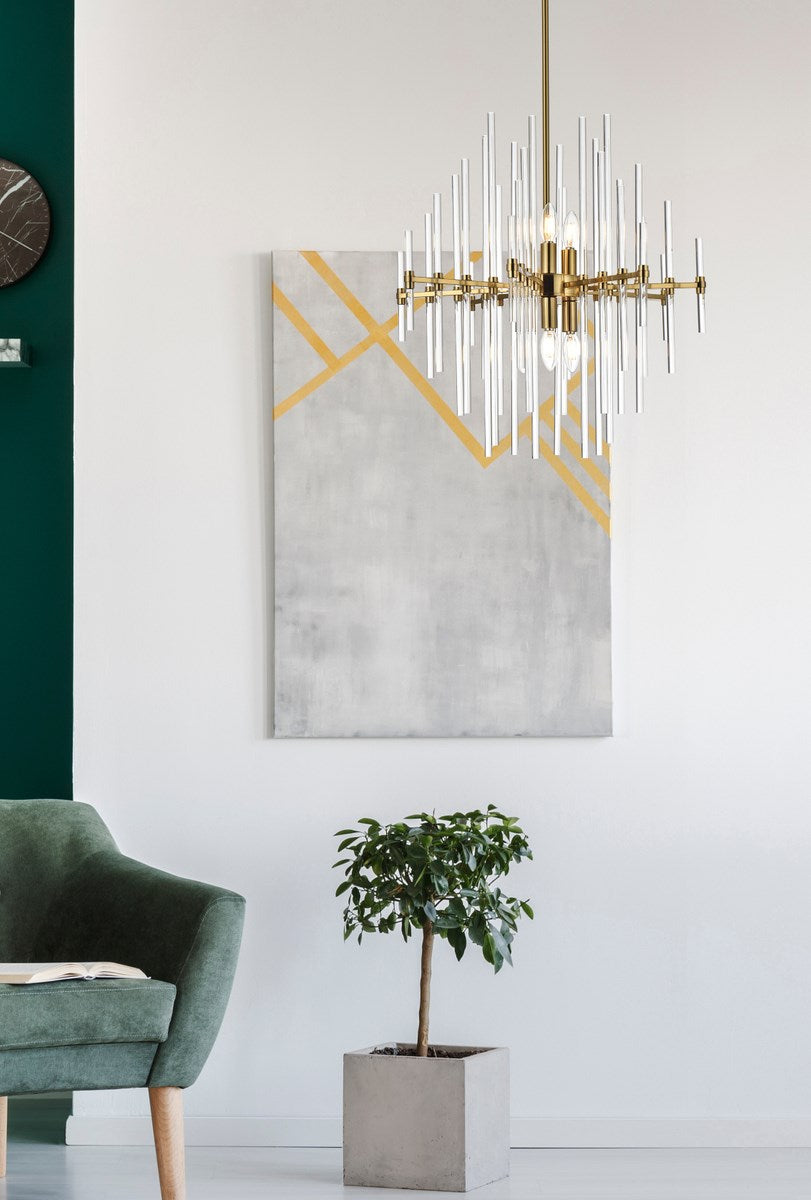 23 Inch Crystal Rod Pendant In Gold
