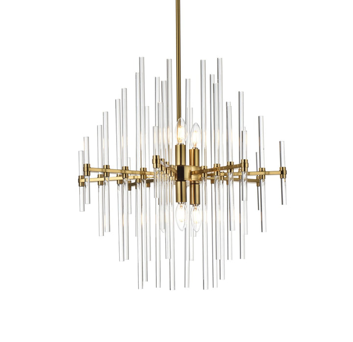23 Inch Crystal Rod Pendant In Gold