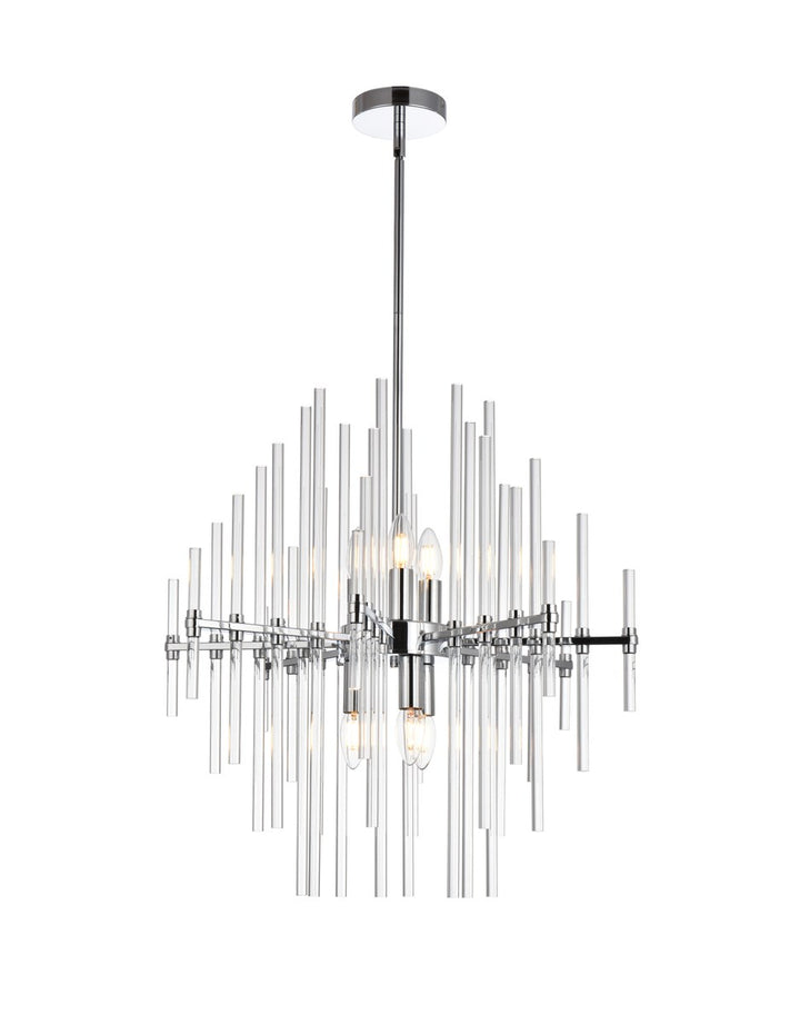 23 Inch Crystal Rod Pendant In Chrome by Elegant Lighting